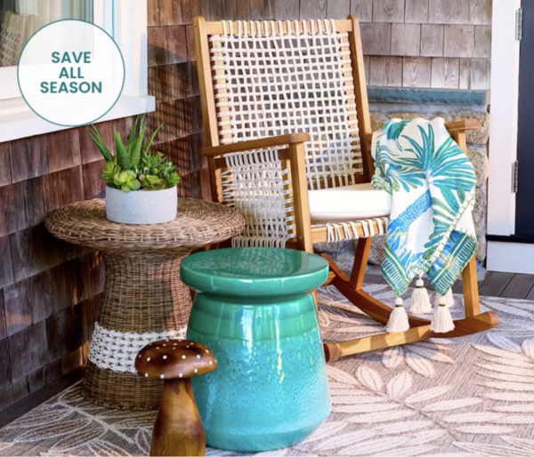 Rocking Chair and Wicker End Table